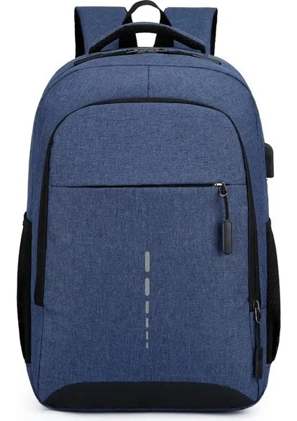 Klasik Erkek Su Geçirmez Sırt Çantası USB Şarj Gündelik Seyahat Sırt Çantası Erkekler Büyük Kapasiteli Seyahat Dizüstü Bilgisayar Sırt Çantası Okul Çantası Bolsas Renk: Mavi (Yurt Dışından)
