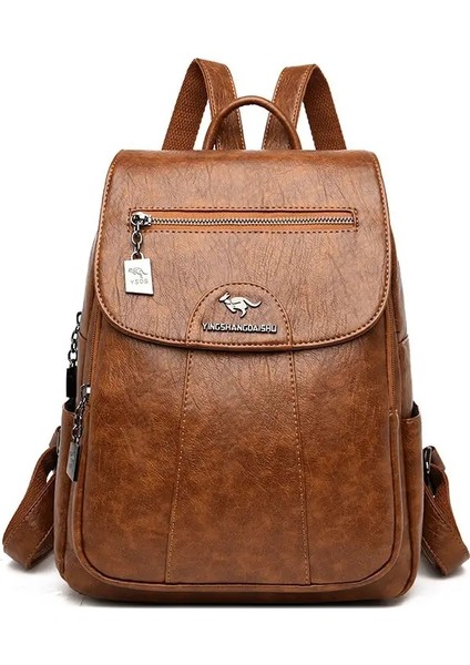 Sıcak Satım Kadınlar Yumuşak Deri Sırt Çantaları Vintage Kadın Omuz Çantaları Sac A Dos Sıradan Seyahat Bayanlar Bagpack Mochilas Okul Çantaları Renk: Kahverengi (Yurt Dışından)