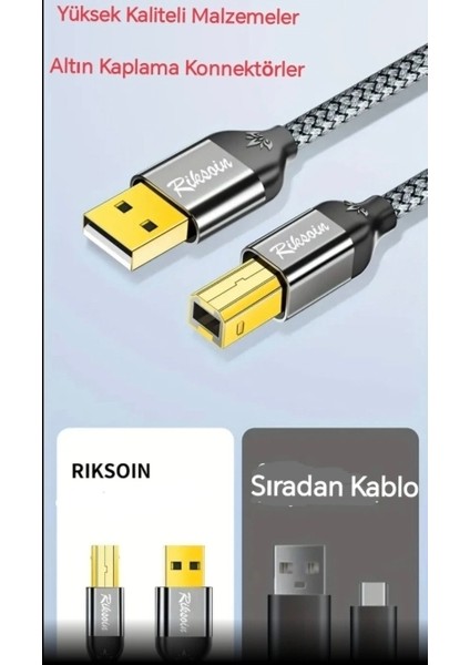 1.20 -Metre Usb-A To Usb-B 2.0 Yazıcı Kablosu Ce Lisanslı Hasır Örgülü Sağlam Kablo fırsatları