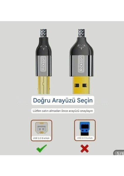 1.20 -Metre Usb-A To Usb-B 2.0 Yazıcı Kablosu Ce Lisanslı Hasır Örgülü Sağlam Kablo indirimleri