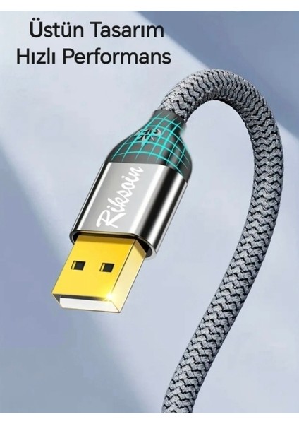 1.20 -Metre Usb-A To Usb-B 2.0 Yazıcı Kablosu Ce Lisanslı Hasır Örgülü Sağlam Kablo