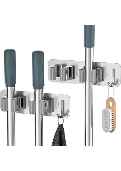Duvara Monte Paslanmaz Çelik Paspas Süpürge Tutucu, Paspas Süpürge Düzenleyici, Ağır Hizmet Tipi Paspas Kancaları, 2 Adet (Yurt Dışından) modelleri