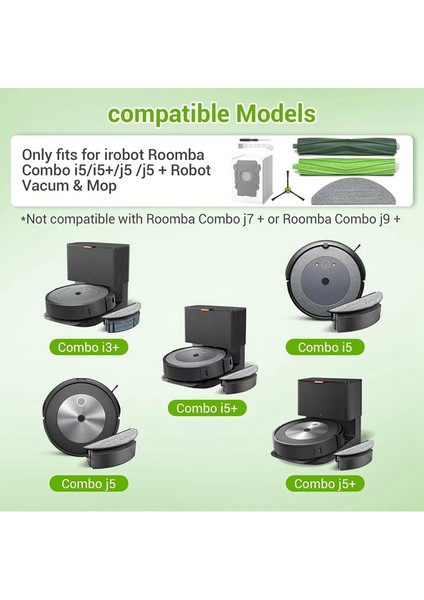 Combo I5, I5+, J5, J5+, I3+ Vakum Aksesuarları Seti Ana Yan Fırça Hepa Filtreleri Paspas Pedleri (Yurt Dışından) modelleri