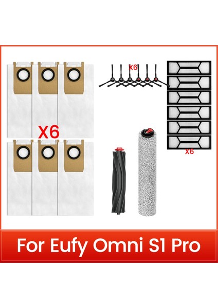 Omni S1 Pro Elektrikli Süpürge Yedek Parçaları Için 20 Adet Elektrikli Süpürge Fırçası Filtresi ve Paspas Bezi Seti (Yurt Dışından)