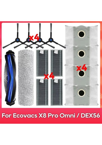 X8 Pro Omnı / DEX56 Yedek Parça Aksesuarları Ana Yan Fırça Hepa Filtre Paspas Bezi Toz Torbası Takımı Değiştirme (Yurt Dışından) fiyatları