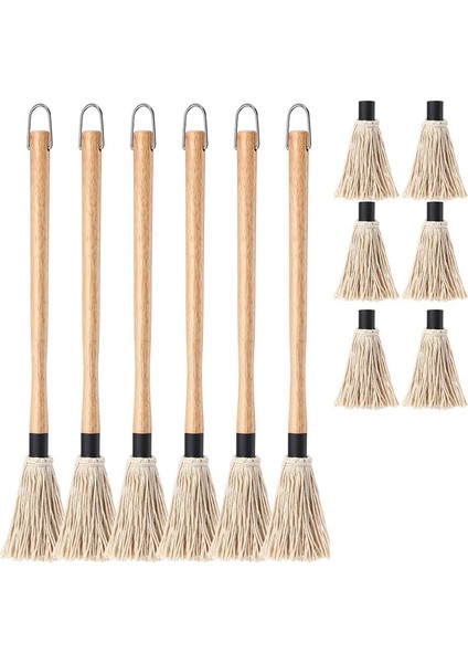 6 Adet 18 Inç Izgara Paspası, 6 Ekstra Yedek Başlık, Uzun Ahşap Saplı Barbekü Sosu Paspas Fırçası (Yurt Dışından) fiyatları