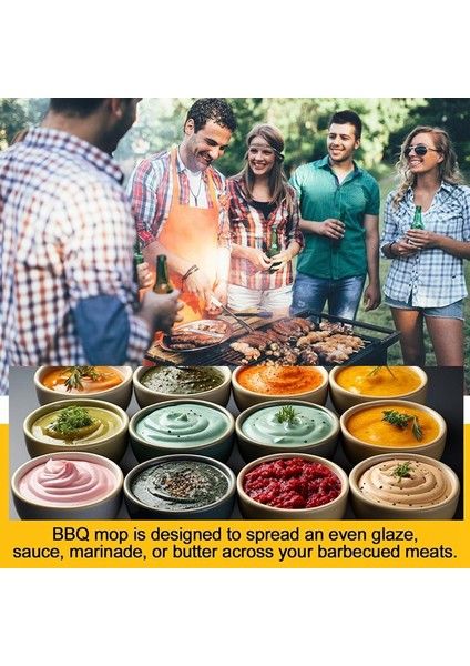6 Adet 18 Inç Izgara Paspası, 6 Ekstra Yedek Başlık, Uzun Ahşap Saplı Barbekü Sosu Paspas Fırçası (Yurt Dışından) indirimleri