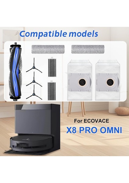 X8 Pro Omni Elektrikli Süpürge Için 10 Adet Yedek Parça, Ana Fırça, Hepa Filtreler, Toz Torbaları, Yan Fırçalar (Yurt Dışından) fırsatları