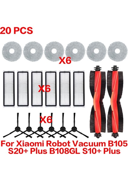 Robot Süpürge S20+ Plus B108GL/ S10+ Plus B105 Yedek Parçaları Hepa Filtre Ana Silindir Yan Fırça Paspas Bezi (Yurt Dışından) fiyatları