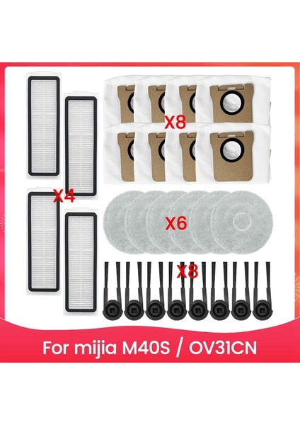 M40S / OV31CN Robot Süpürge Için Aksesuar Kiti, Yedek Parçalar Yan Fırça Hepa Filtre Paspas Bezi Toz Torbaları (Yurt Dışından) fiyatları