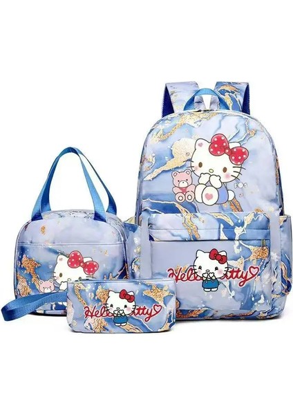 3pcs/set Hello Kitty Baskı Öğrenci Erkek Kız Okul Çantası Renkli Sırt Çantası Öğle Yemeği Çantası Çocuklar Genç Karikatür Okulu Bookba Renk: Resimle Aynı (Yurt Dışından)