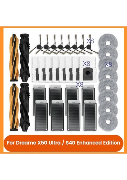 X50 Ultra / S40 Enhanced Edition Elektrikli Süpürge Aksesuarları Için 36 Parça Aksesuar Seti Ana Yan Fırça Filtre Paspas Toz Torbası (Yurt Dışından) modelleri