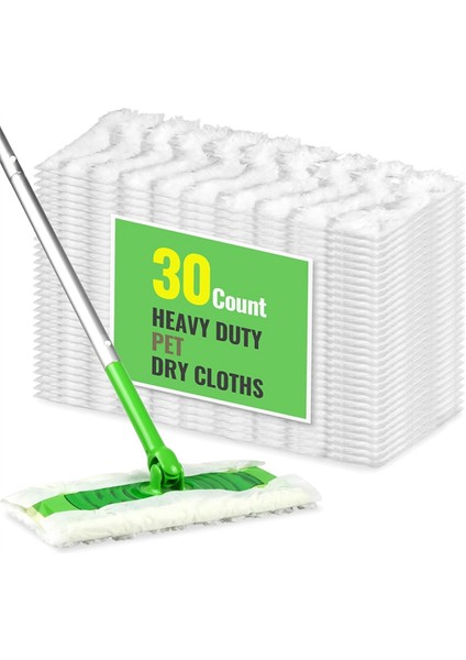 Süpürge Için 30 Adet Görev Kuru Süpürme Bezi 2'si 1 Arada Paspaslar, Süpürge Için Tek Kullanımlık Evcil Hayvan Tüyü Kuru Paspas Pedleri Yedekleri (Yurt Dışından)