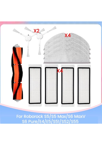 S5/s5 Max/s6 Maxv/s6 PURE/E4/E5/S51/S52/S55 Yedek Parça Fırça Filtresi ve Paspas Bezi Seti (Yurt Dışından)