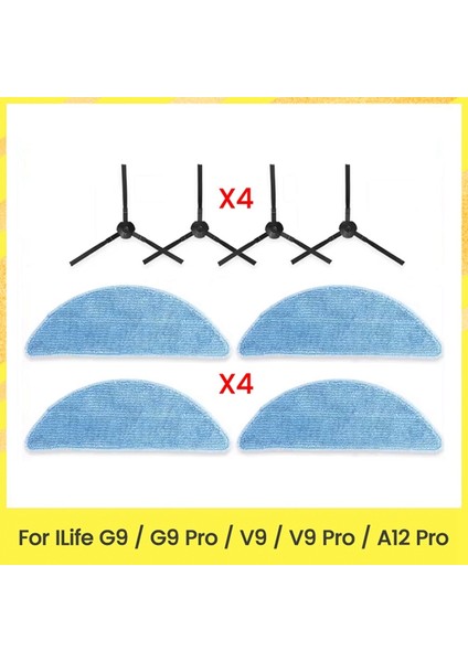 G9 / G9 Pro / V9 / V9 Pro / A12 Pro Elektrikli Süpürge Yedek Parçaları Için 8 Adet Elektrikli Süpürge Yan Fırçalı Elektrikli Paspas Bezi (Yurt Dışından) fiyatları