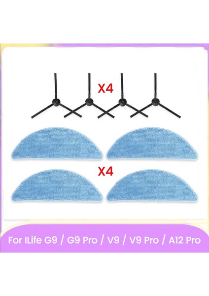 G9 / G9 Pro / V9 / V9 Pro / A12 Pro Elektrikli Süpürge Yedek Parçaları Için 8 Adet Elektrikli Süpürge Yan Fırçalı Elektrikli Paspas Bezi (Yurt Dışından) modelleri