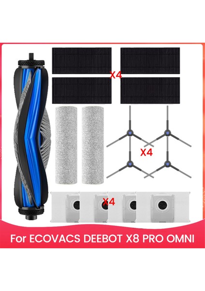 X8 Pro Omnı Robot Süpürge Için Yedek Parçalar Ana Yan Fırça Hepa Filtre Paspas Torbaları (Yurt Dışından)