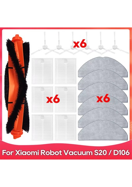 Robot Süpürge S20/D106 Parçaları Yan Ana Fırça Hepa Filtre Paspas Bezi Yedek Parça Kiti Aksesuarları (Yurt Dışından)