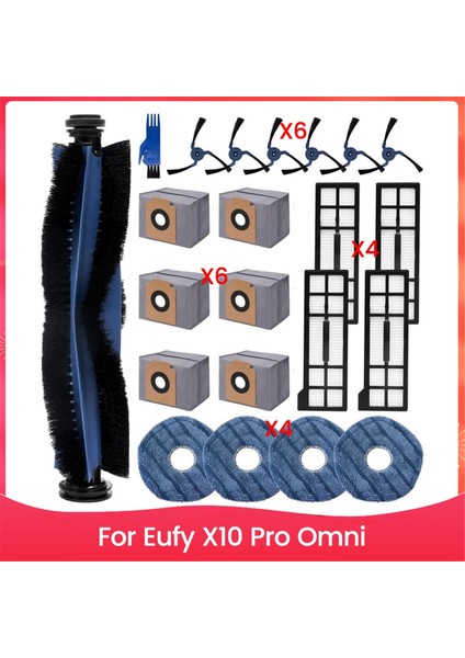 X10 Pro Omni Parçaları Aksesuarları Ana Yan Fırça Hepa Filtre Paspas Bezi Toz Torbası Değişimi (Yurt Dışından)