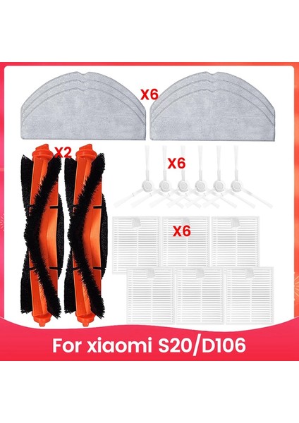 Robot Süpürge S20/D106 Yedek Parça Kiti Aksesuarları Ana Yan Fırça Hepa Filtre Paspas Bezi (Yurt Dışından) fiyatları