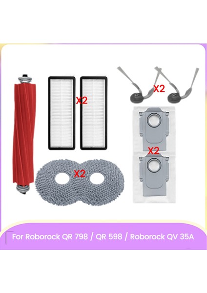 Qr 798 / Qr 598 / 35A Yedek Parçaları Ana Yan Fırça Hepa Filtre Toz Torbası Paspas Bezi Verimli Temizlik (Yurt Dışından)