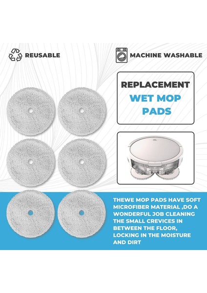 3115 2859 Serisi Islak ve Kuru Robot Süpürge Için Yedek Buharlı Paspas Pedleri Yeniden Kullanılabilir Ped 6'lı Paket (Yurt Dışından) indirimleri