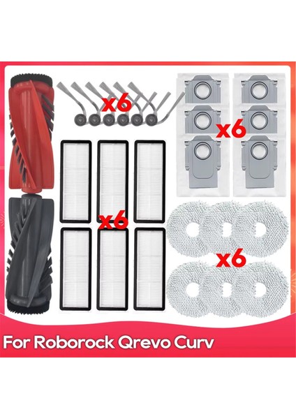 Qrevo CURV/P20 Pro Yedek Parça Aksesuarları Hepa Filtre Paspas Bezi Toz Torbası Ana Yan Fırça ile Uyumludur (Yurt Dışından)