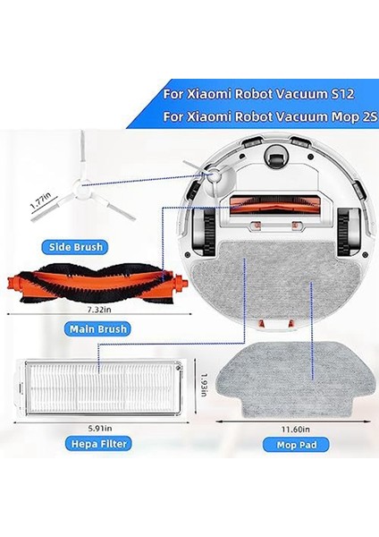 Robot Süpürge S12 ve Vakum Mop 2s Robot Süpürge Için Ana Yan Fırçalar Filtreler Paspas Mendilleri (Yurt Dışından) fırsatları