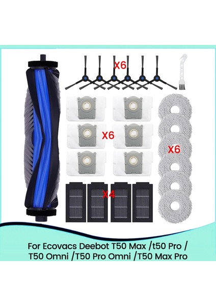 T50 Max / T50 Pro / T50 Omni / T50 Pro Omni / T50 Elektrikli Süpürge Ana Yan Fırça Filtreleri Paspas Toz Torbası (Yurt Dışından) fırsatları