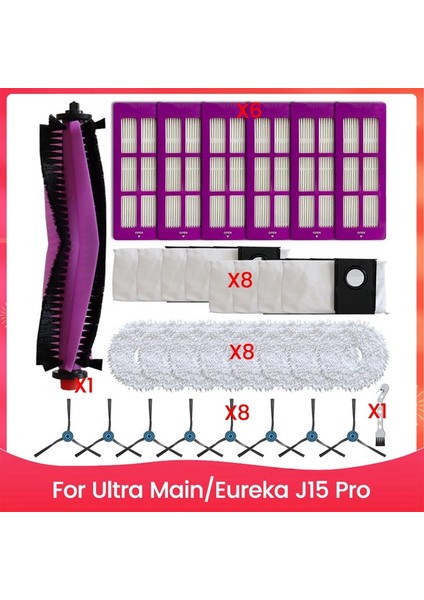 J15 Pro Ultra Ana Yan Fırça Filtresi Paspas Bezi Toz Torbası Seti Için Yedek Parçalar (Yurt Dışından) indirimleri