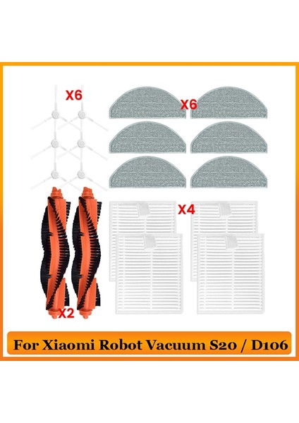 S20 / D106 Temizleyici Robot Süpürge Yedek Parçaları Ana Yan Fırça Kapağı Hepa Filtre Paspas Parçaları (Yurt Dışından) modelleri