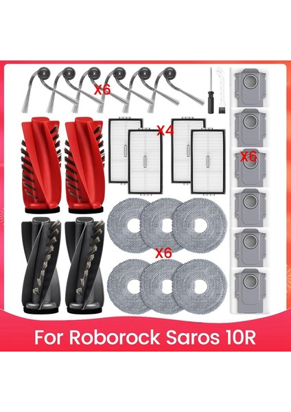 Saros 10R Robot Süpürge Aksesuar Seti Ana Yan Fırça Hepa Filtre Paspas Bezi Toz Torbaları (Yurt Dışından) fiyatları