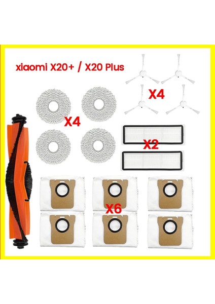 X20+ / X20 Plus Yedek Parça Aksesuarları Ana Yan Fırça Hepa Filtre Paspas Bezi Toz Torbası (Yurt Dışından) fiyatları