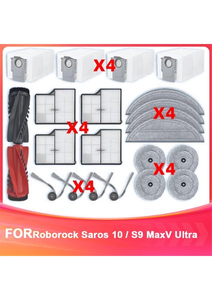 Saros 10 / S9 Maxv Ultra Aksesuarları Yedek Parçalar Ana Yan Fırça Hepa Filtre Paspas Bezi Toz Torbası (Yurt Dışından)