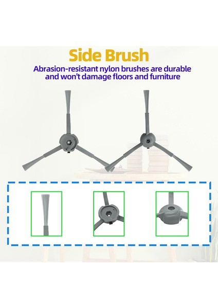 V8 Pro Robot Süpürge Ana Yan Fırça Hepa Filtre Paspas Bezi Yedek Aksesuar Kiti (Yurt Dışından) fırsatları