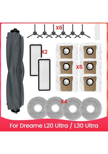 L20 Ultra / L30 Ultra Robot Süpürge Aksesuarları Kiti Ana Yan Fırça Hepa Filtre Paspas Bezi Toz Torbaları (Yurt Dışından) fiyatları