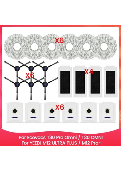 T30 Pro OMNI/T30 Omnı Için 22 Adet Fırça Filtre Paspas Bezi Toz Kiti Ultra Plus/pro+ Yedek Parça (Yurt Dışından) fiyatları