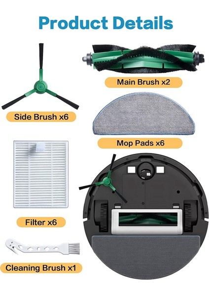 Combo Essential / Vac Essential / 2 Essential Parça Aksesuarları Ana Yan Fırça Filtre Paspas Bezi (Yurt Dışından) modelleri