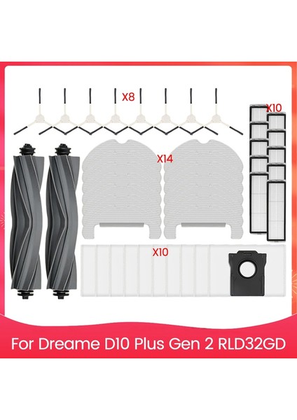 D10 Plus Gen 2 RLD32GD Elektrikli Süpürge Yedek Parçaları Için 44 Parça Fırça Filtre Toz Torbası ve Paspas Bezi Seti (Yurt Dışından) fiyatları