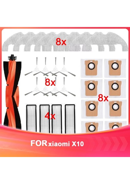 Robot Vakum X10 Aksesuarları Ana Yan Fırça Hepa Filtre Paspas Bezi Toz Torbası Yedek Parçaları (Yurt Dışından) fiyatları