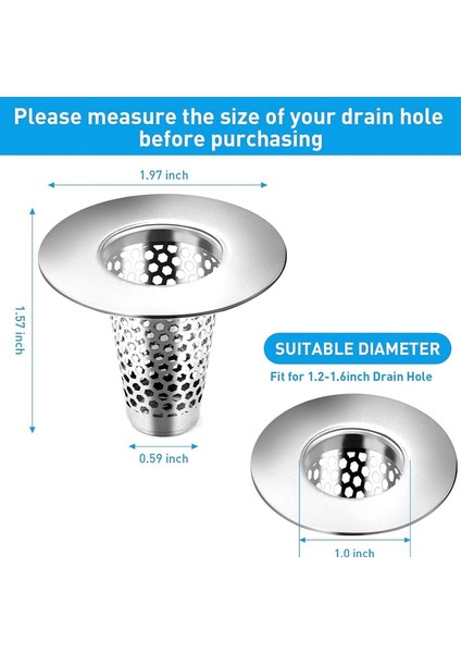 1,2-1,6 Inçlik Gider Deliği Için 4 Adet Banyo Lavabo Gider Süzgeci, 1 Inçlik Küçük Konik Paslanmaz Çelik Küvet Gider Kapağı (Yurt Dışından) fırsatları