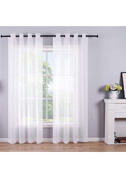 210 cm Şeffaf Perdeler Beyaz Halkalı 2 Panelli Pencere Şeffaf Yarı Perdeler Polyester Görünümlü Vual Perdeler Yatak Odası Için (Yurt Dışından) modelleri