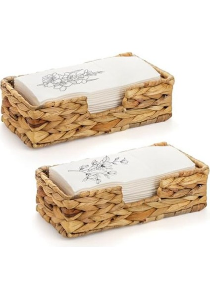 2'li Paket Su Sümbülü Düz Peçetelik, Dokuma Hasır Sepet ve Rattan Tepsi, Masa, Mutfak ve Restoran Için (Yurt Dışından)