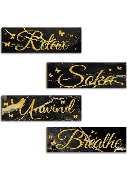 Rahatlamak, Dinlenmek ve Nefes Almak Için 4 Parça Banyo, Duvar Sanatı, Ahşap Asılı Tabela, Kırsal Retro Çiftlik Evi (Yurt Dışından) indirimleri