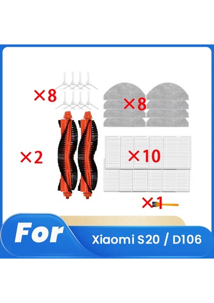 S20 / D106 Süpürge Robotu Aksesuarları Temizleyici Parçaları Yedek Ana Yan Fırça Paspas Filtre Seti Için 29 Parça (Yurt Dışından) fiyatları