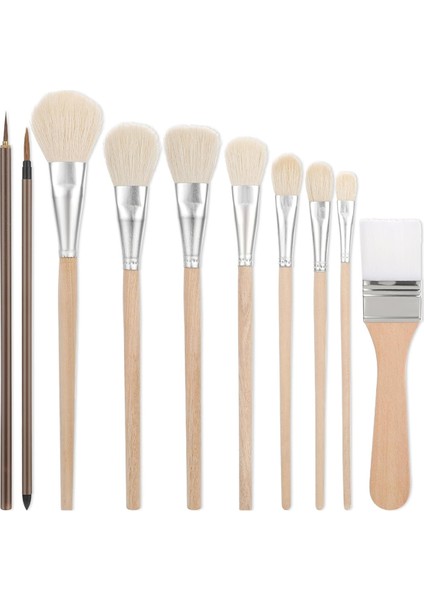 10 Adet Seramik Sırlama Aracı Fırçası Seramik Fırça Seti Suluboya Yün Boya Fırçası Seti Öğrenciler Yetişkinler Çocuklar Için (Yurt Dışından)