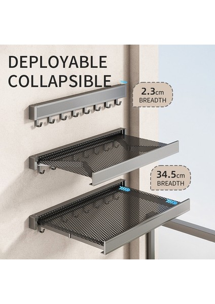 Duvara Monte Katlanır Depolama Rafı, Çorap ve Giysiler Için Alüminyum Alaşımlı Geri Çekilebilir Çamaşır Kurutma Rafı (Yurt Dışından) indirimleri
