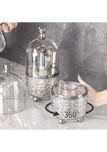 Kapaklı Makyaj Fırçası Tutucu 360 Derece Dönebilen Şeffaf Toz Geçirmez Makyaj Fırçası Kabı -C (Yurt Dışından) indirimleri