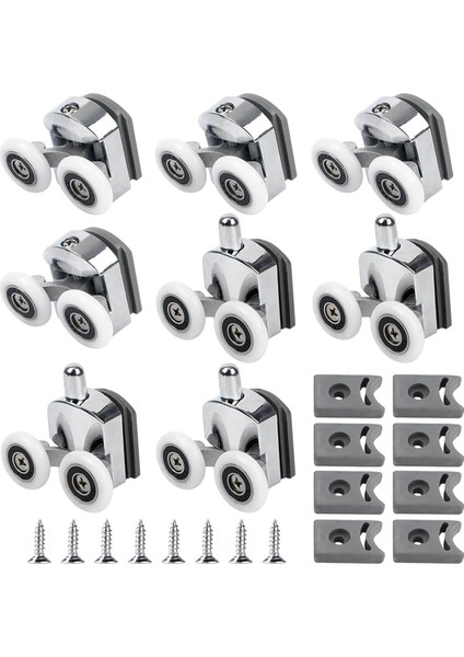 Kavisli Duş Kapısı Silindirleri, 8 Adet Duş Camı Kapısı Silindirleri, Kavisli Banyo Için Yedek Duş Kapısı Tekerlekleri (Yurt Dışından)