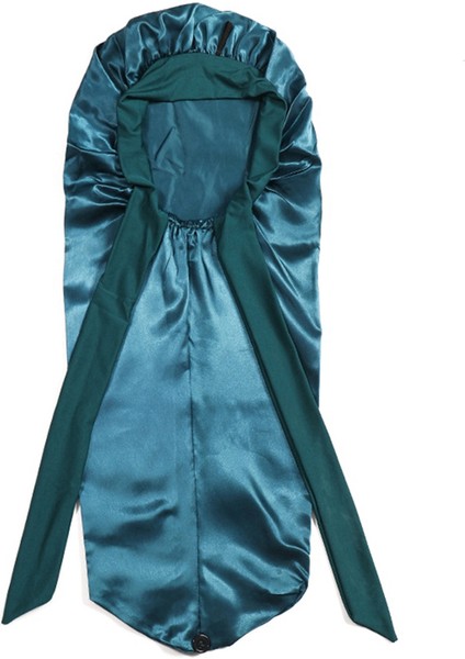 Kadın Bone Uyku Şapkası Uzun Kuyruklu Örgü Saç Gece Uyku Başlığı Sauna Banyosu Için Baş Duş Boneleri Mavi (Yurt Dışından)